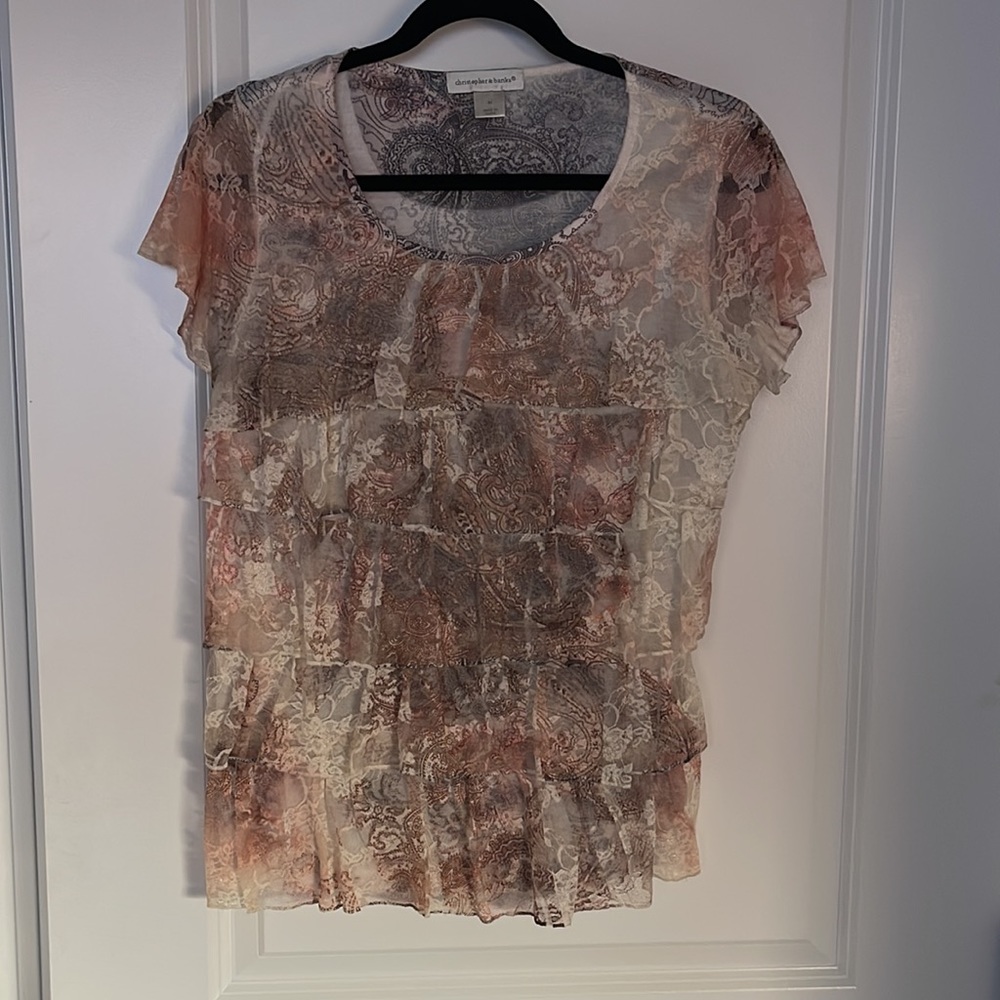 Christopher & Banks Ruffled Lace Top - Picture 2 of 7